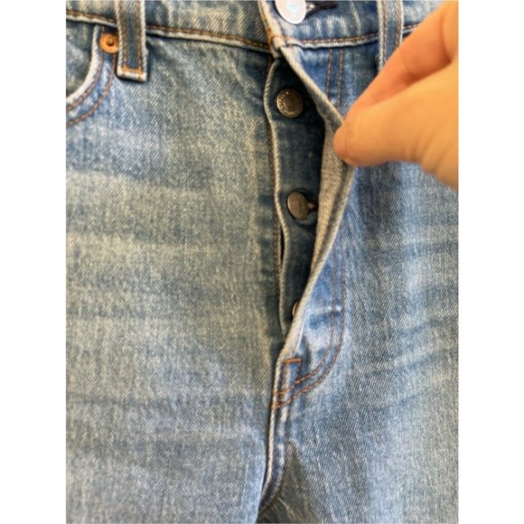 Levis Wedgie Hight Waist Crop Straight Jeans Button Fly - Picture 3 of 11